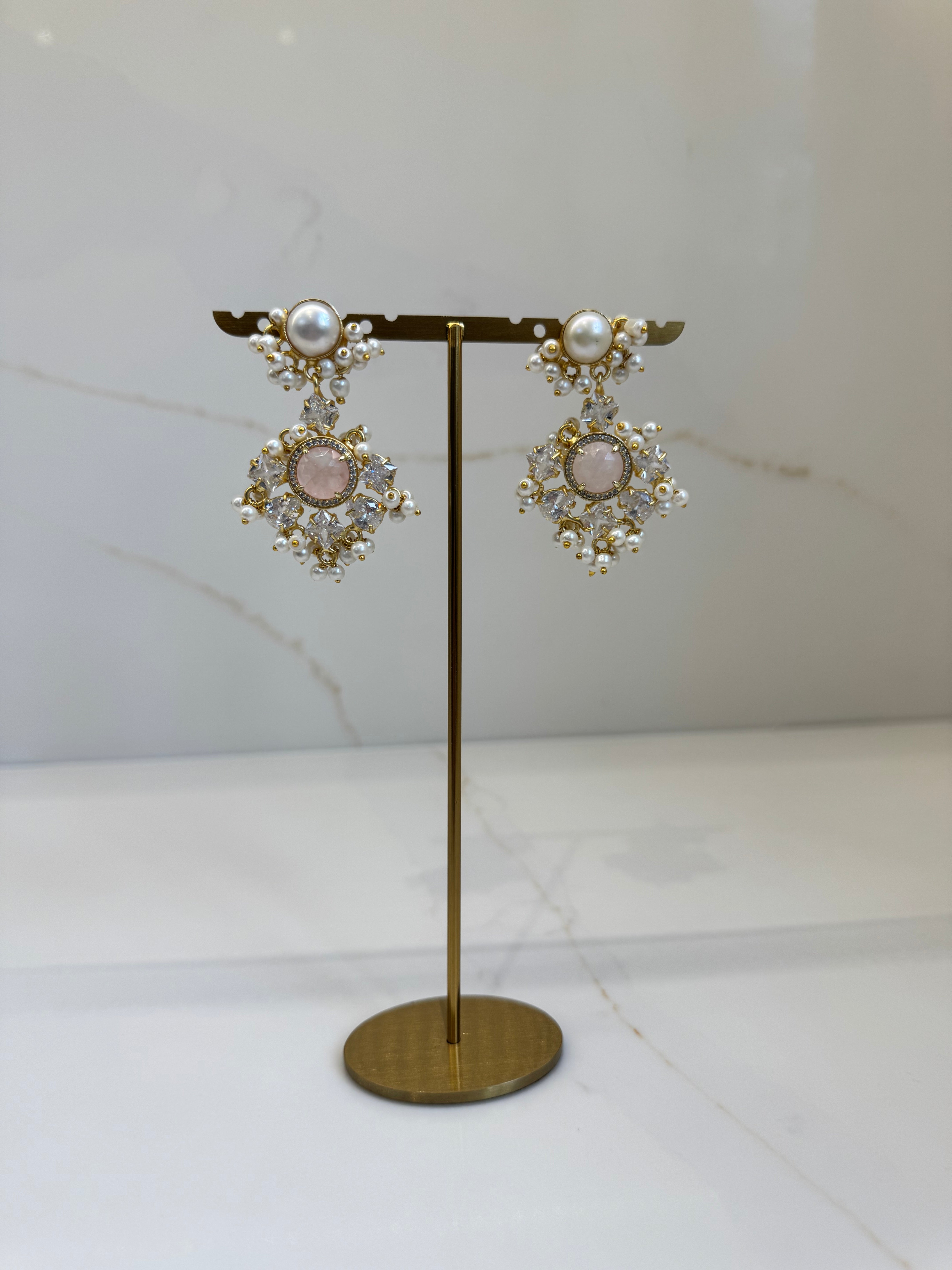 Blush pink pearl earrings