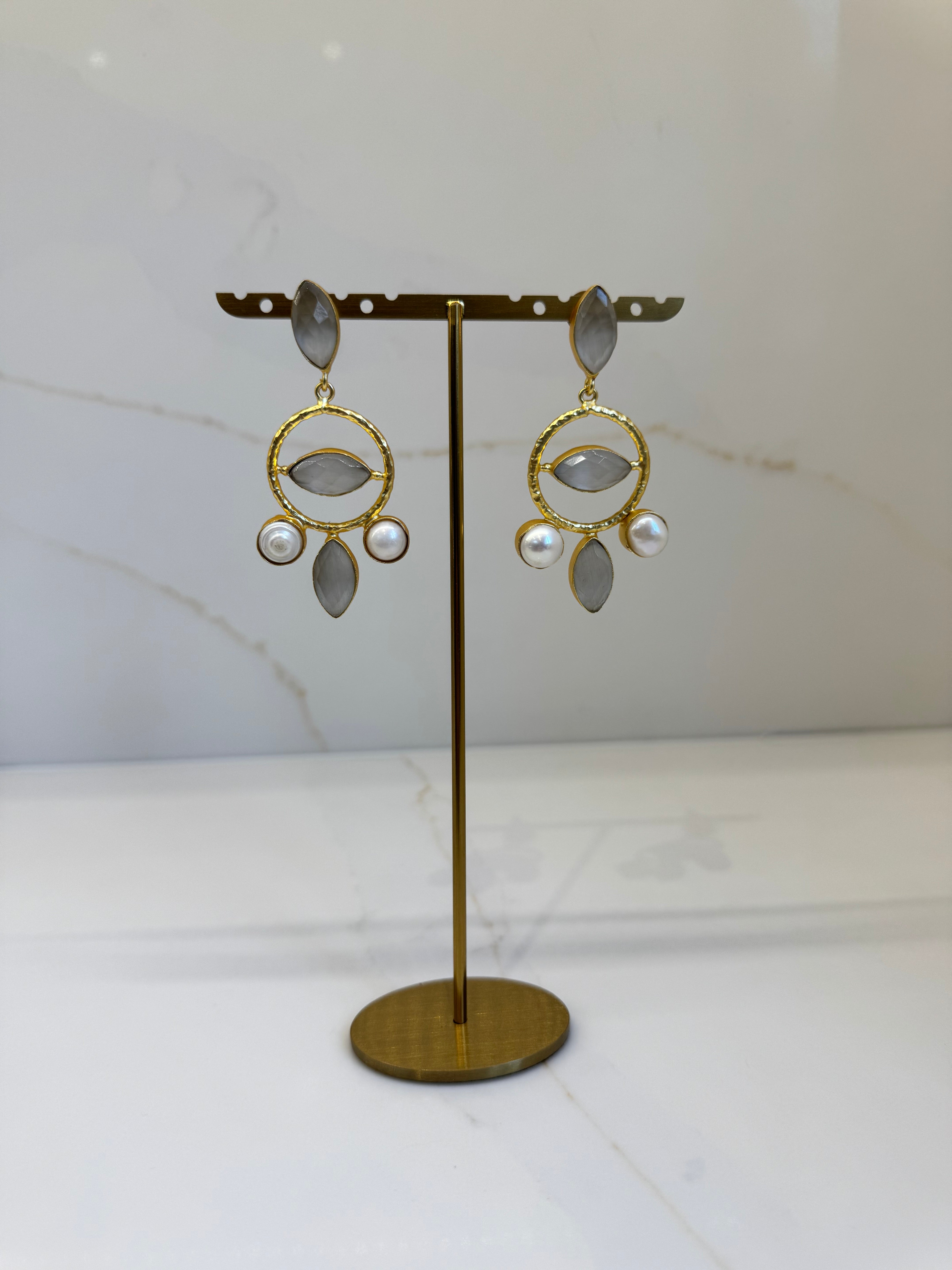 Soft grey moonlight earrings