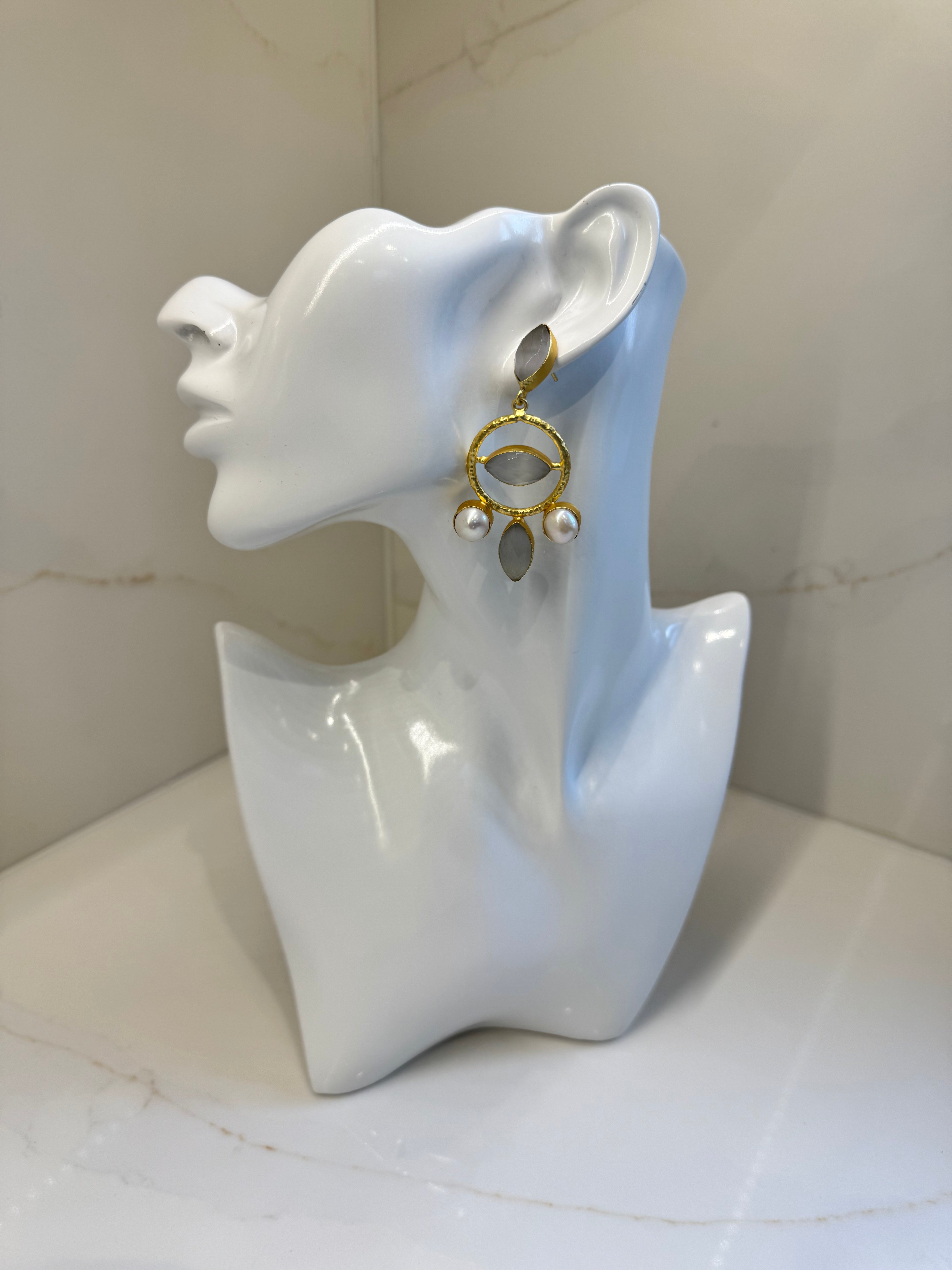 Soft grey moonlight earrings