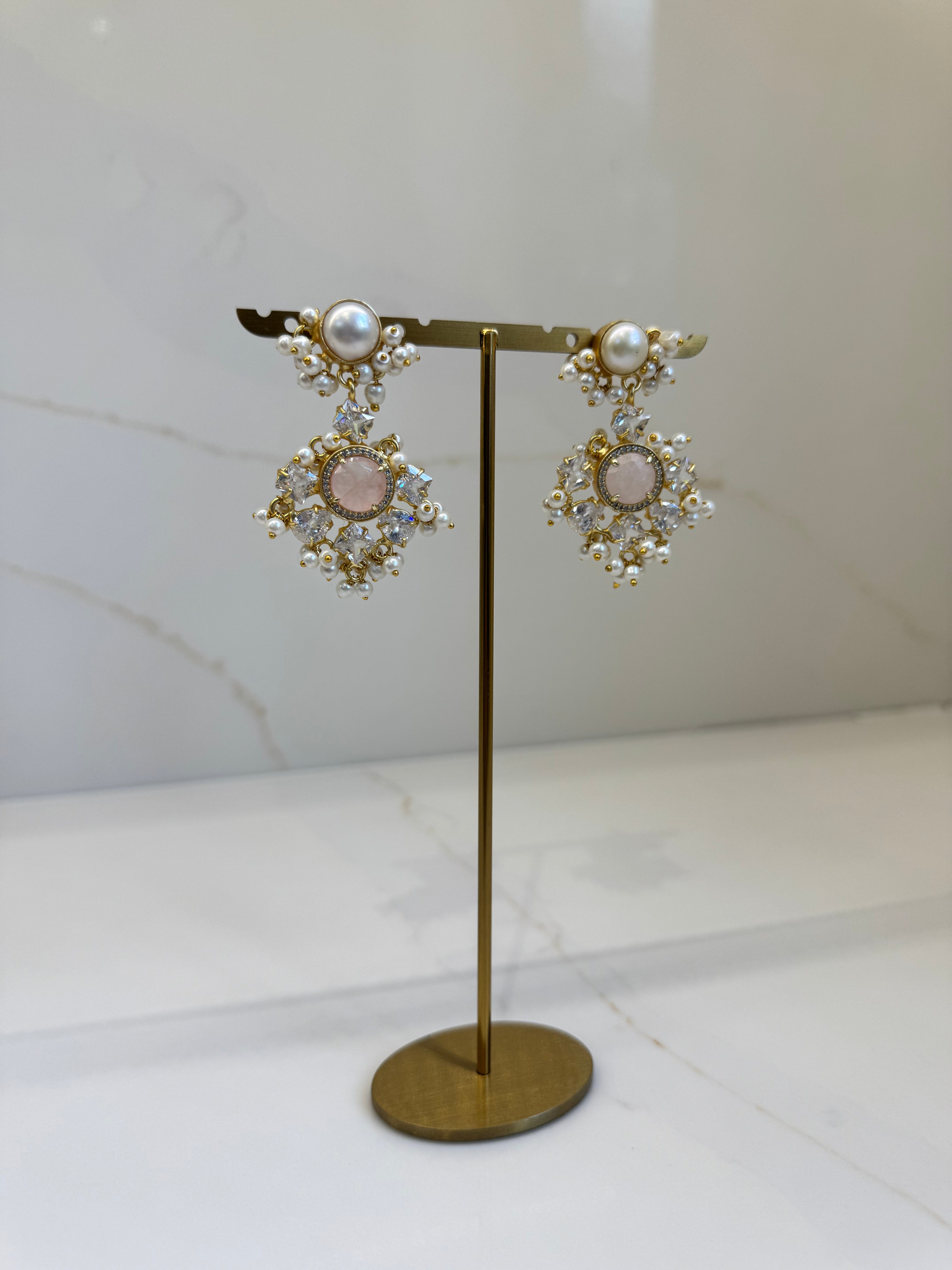 Blush pink pearl earrings